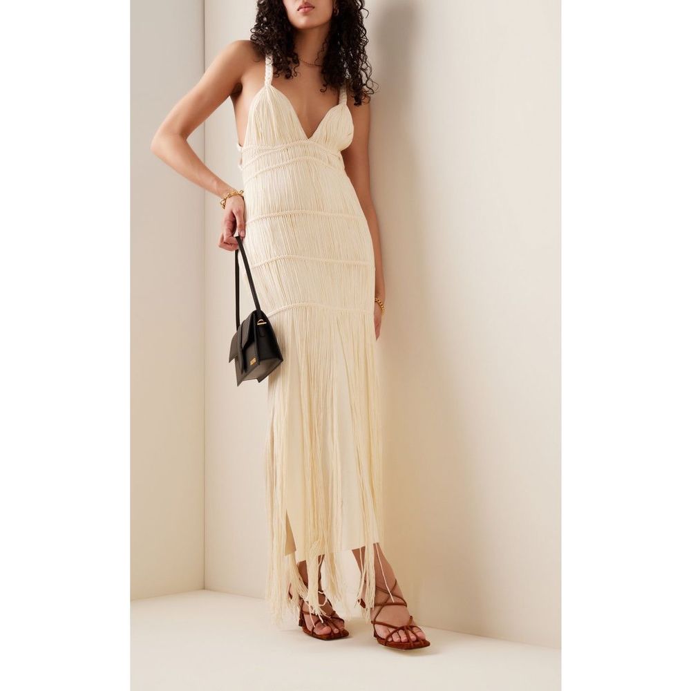 Jonathan Simkhai Cream Fringe Maxi Dress